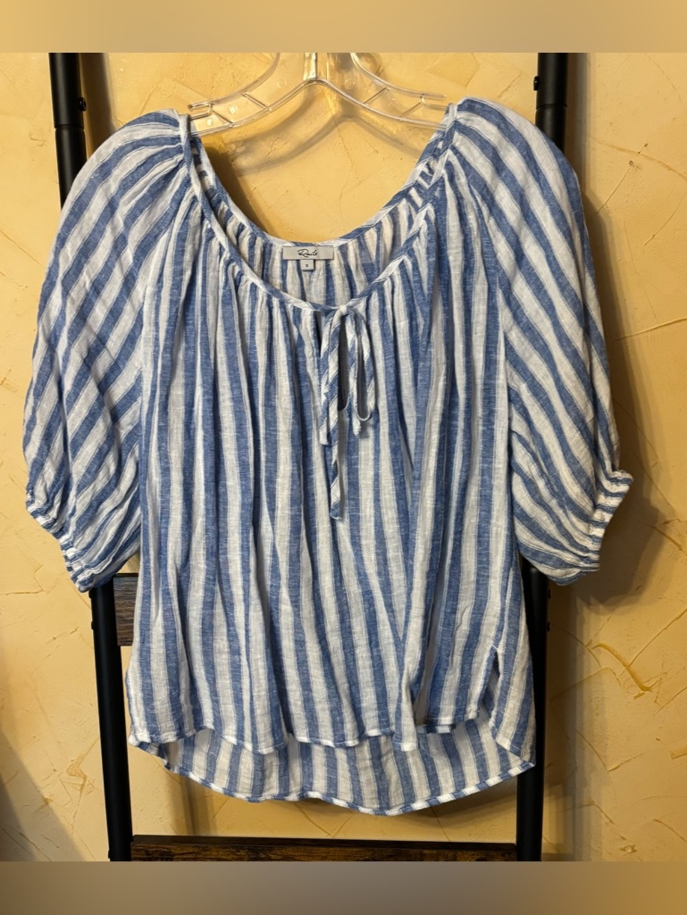Rails Size S Blue & White Striped Peasant Blouse